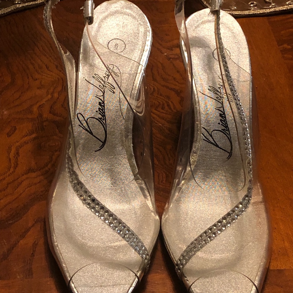 Clear heel sling back dress shoes